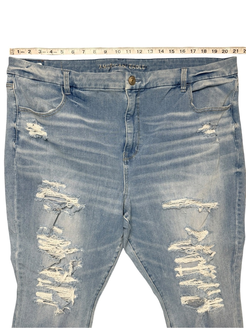 American Eagle Dream Jean Distressed Skinny Jeans Plus Size 22 Light Wash - Picture 6 of 8